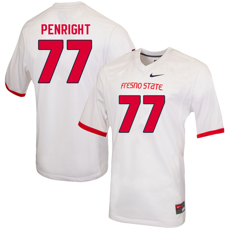 Men #77 Toreon Penright Fresno State Bulldogs College Football Jerseys Sale-White